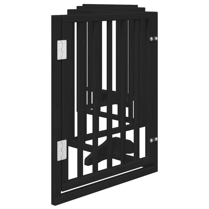 Dog Gate With Door Foldable 6 Panels Black 300 Cm Poplar Wood Tpxonk