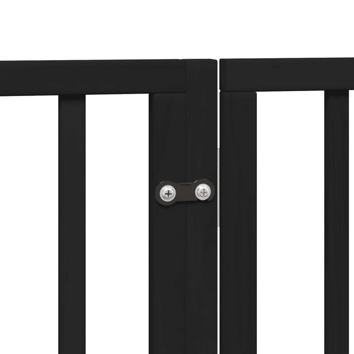 Dog Gate With Door Foldable 6 Panels Black 300 Cm Poplar Wood Tpxonk