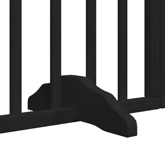 Dog Gate With Door Foldable 6 Panels Black 300 Cm Poplar Wood Tpxonk