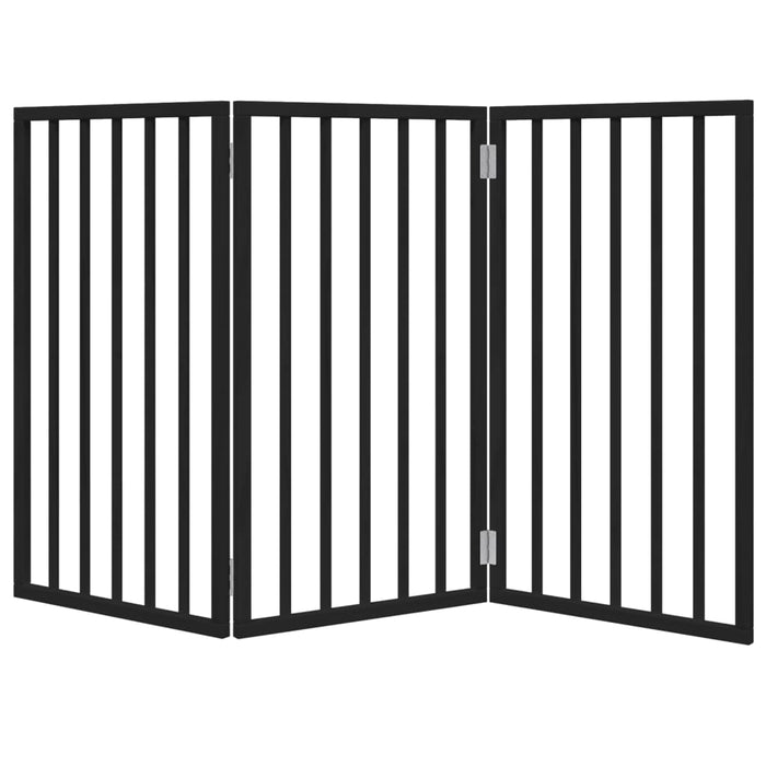 Dog Gate Foldable 3 Panels Black 150 Cm Poplar Wood Tpxokb