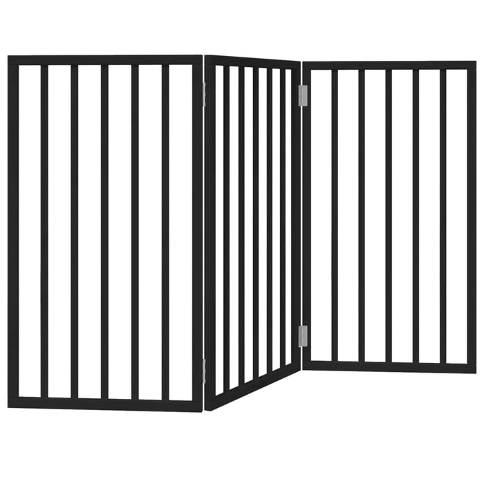Dog Gate Foldable 3 Panels Black 150 Cm Poplar Wood Tpxokb