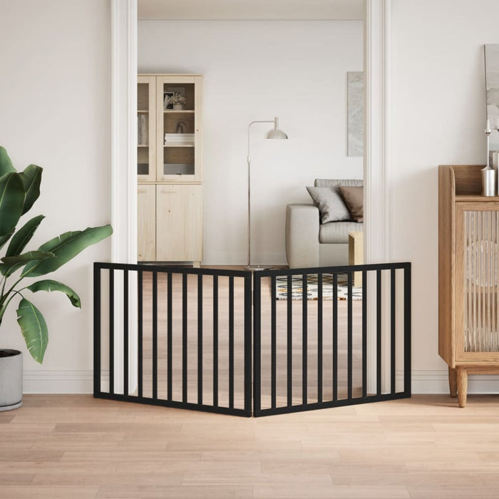 Dog Gate Foldable 2 Panels Black 160 Cm Poplar Wood Tpxokx