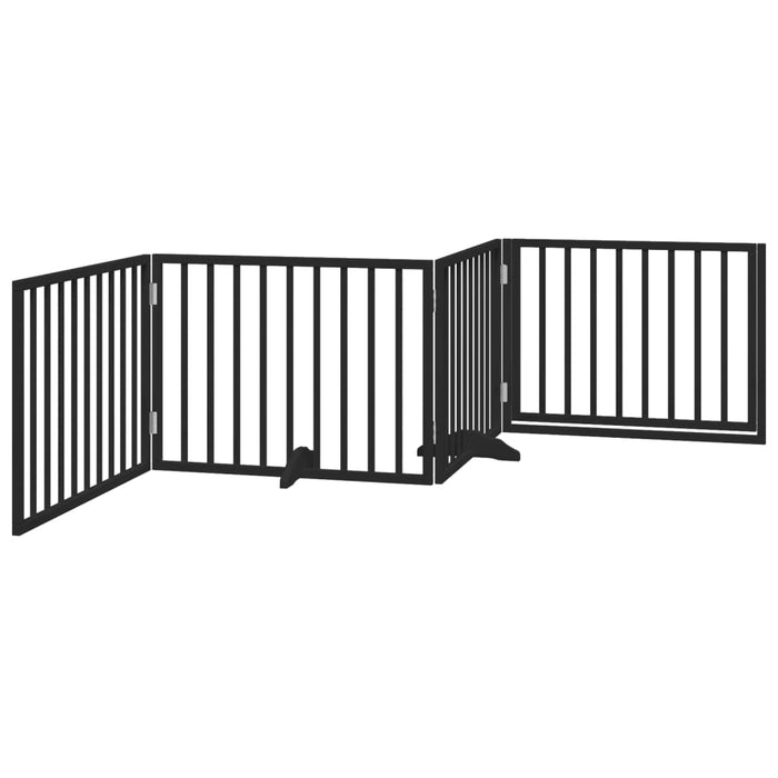 Dog Gate With Door Foldable 4 Panels Black 320 Cm Poplar Wood Tpxokt