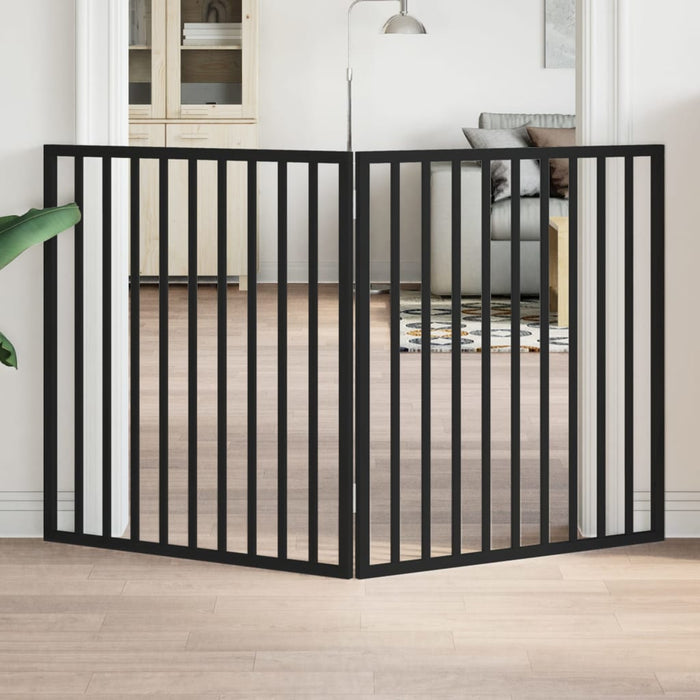 Dog Gate Foldable 2 Panels Black 160 Cm Poplar Wood Tpxoka