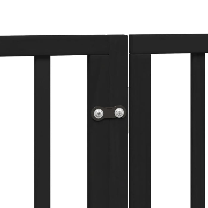 Dog Gate With Door Foldable 4 Panels Black 320 Cm Poplar Wood Tpxokp