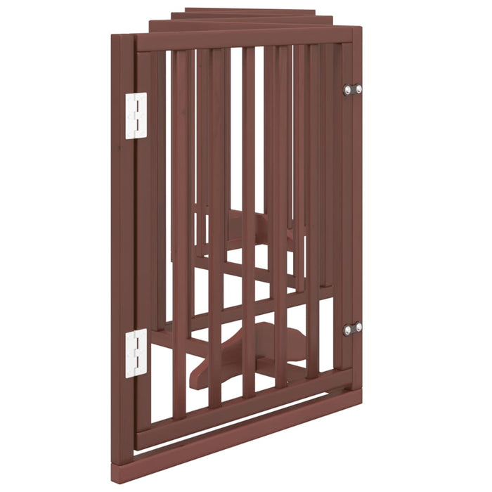 Dog Gate With Door Foldable 6 Panels Brown 300 Cm Poplar Wood Tpxoki