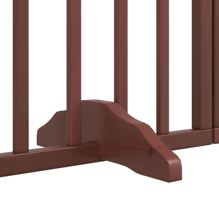 Dog Gate With Door Foldable 4 Panels Brown 320 Cm Poplar Wood Tpxxbo