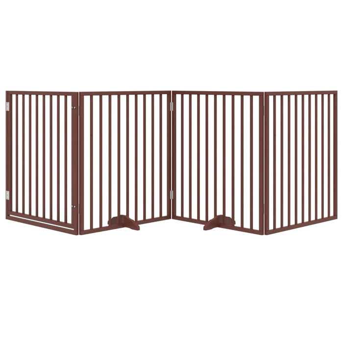 Dog Gate With Door Foldable 4 Panels Brown 320 Cm Poplar Wood Tpxxbt