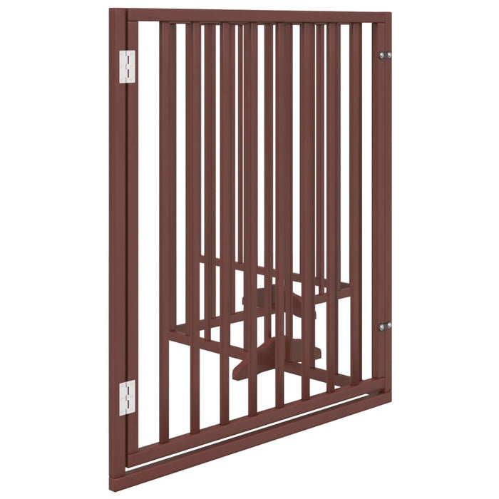 Dog Gate With Door Foldable 4 Panels Brown 320 Cm Poplar Wood Tpxxbt