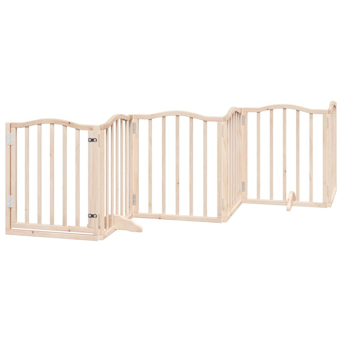 Dog Gate With Door Foldable 6 Panels 300 Cm Poplar Wood Tpxxbp