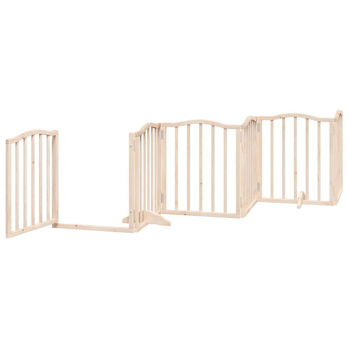 Dog Gate With Door Foldable 6 Panels 300 Cm Poplar Wood Tpxxbp