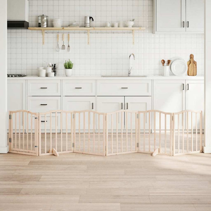 Dog Gate With Door Foldable 6 Panels 300 Cm Poplar Wood Tpxxbp