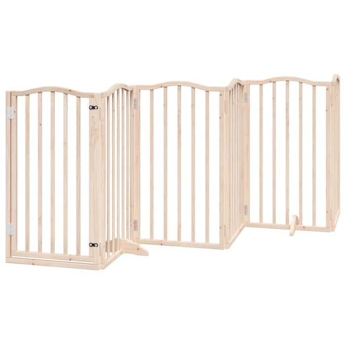 Dog Gate With Door Foldable 6 Panels 300 Cm Poplar Wood Tpxxbi