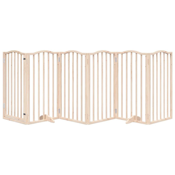 Dog Gate With Door Foldable 6 Panels 300 Cm Poplar Wood Tpxxbi