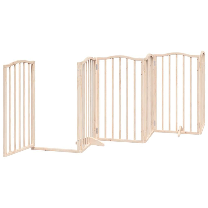Dog Gate With Door Foldable 6 Panels 300 Cm Poplar Wood Tpxxbi