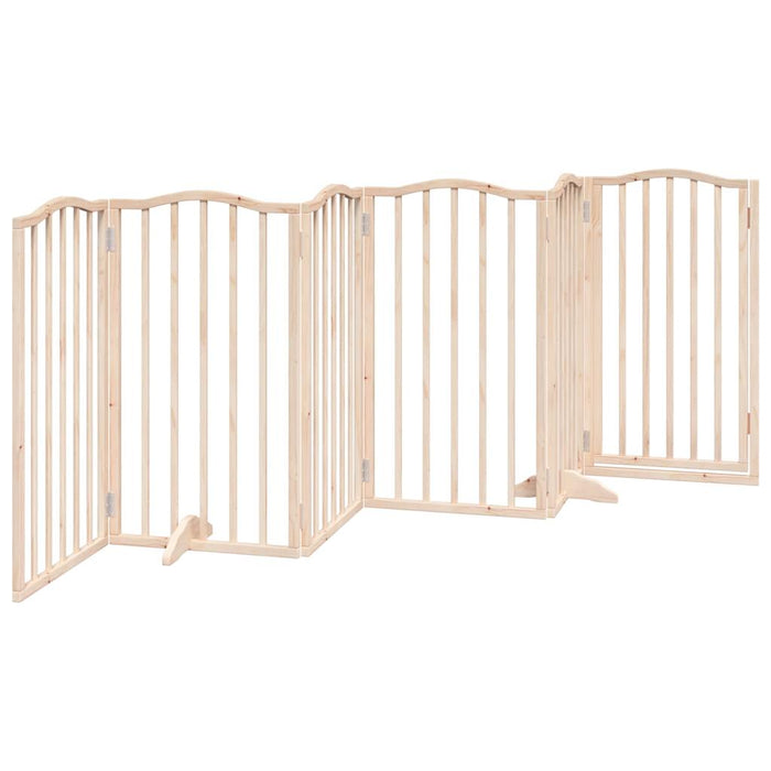 Dog Gate With Door Foldable 6 Panels 300 Cm Poplar Wood Tpxxbi