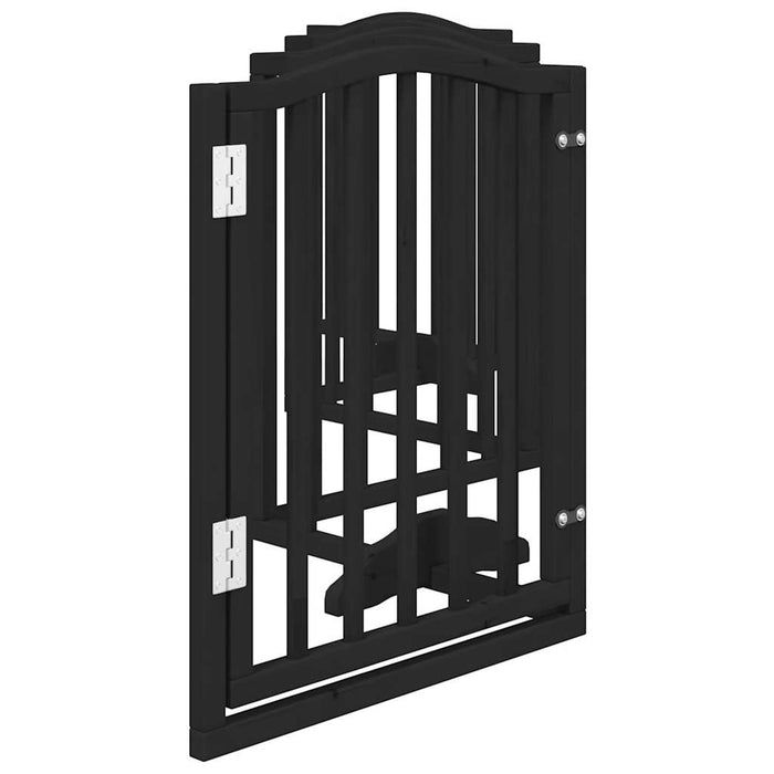 Dog Gate With Door Foldable 6 Panels Black 300 Cm Poplar Wood Tpxxxo