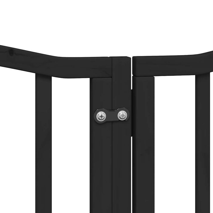 Dog Gate With Door Foldable 6 Panels Black 300 Cm Poplar Wood Tpxxxo