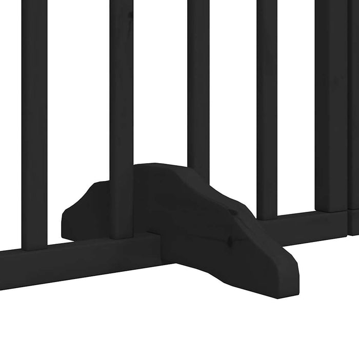 Dog Gate With Door Foldable 6 Panels Black 300 Cm Poplar Wood Tpxxxo