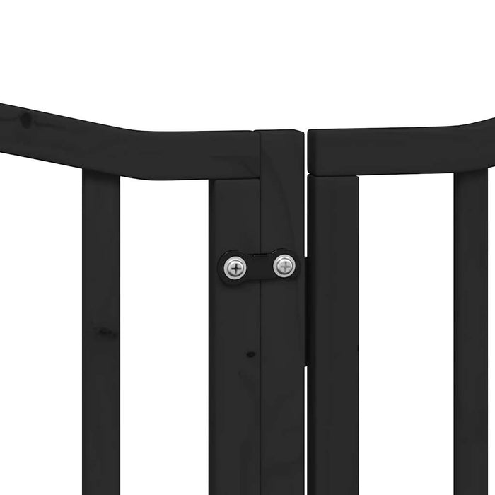 Dog Gate With Door Foldable 6 Panels Black 300 Cm Poplar Wood Tpxxxt