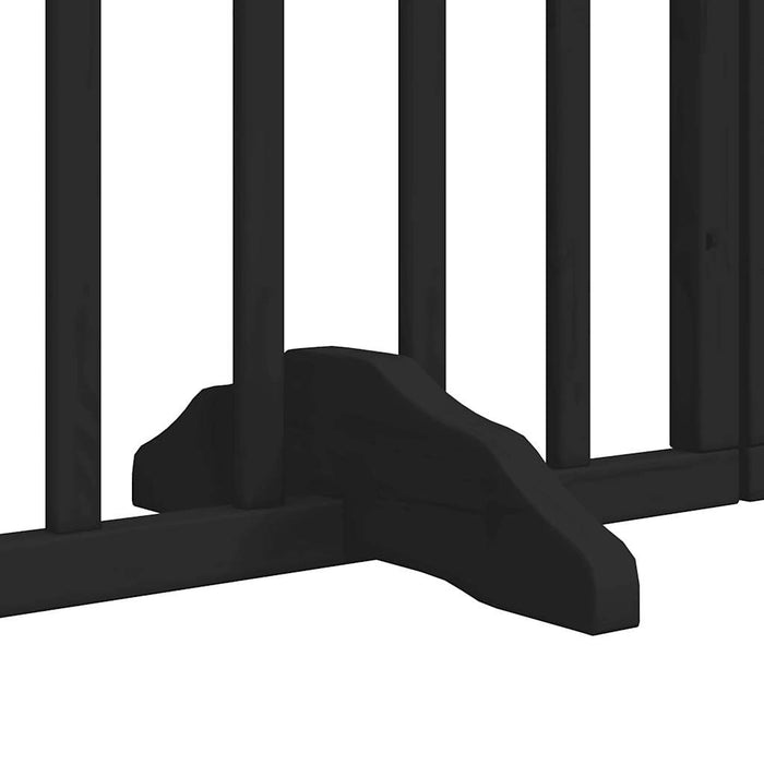 Dog Gate With Door Foldable 6 Panels Black 300 Cm Poplar Wood Tpxxxt