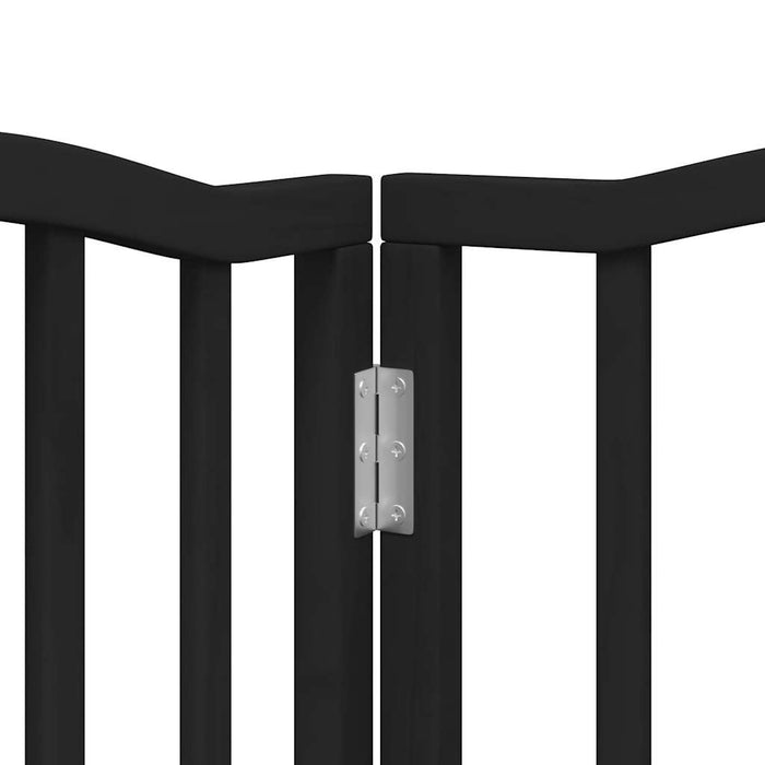 Dog Gate With Door Foldable 6 Panels Black 300 Cm Poplar Wood Tpxxxt
