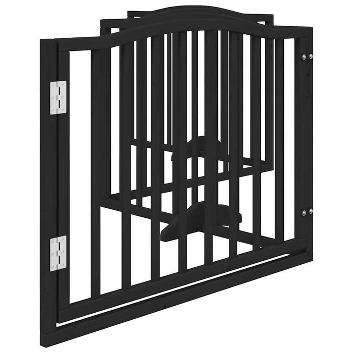 Dog Gate With Door Foldable 4 Panels Black 320 Cm Poplar Wood Tpxxxp