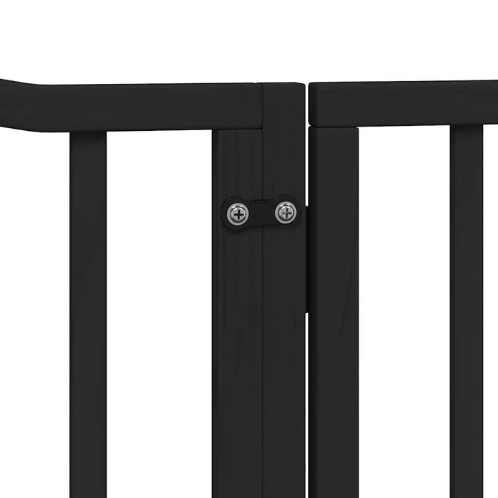 Dog Gate With Door Foldable 4 Panels Black 320 Cm Poplar Wood Tpxxxp