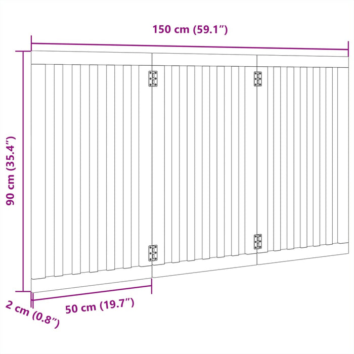 Dog Gate Foldable 3 Panels 150 Cm Poplar Wood Tpxxtn