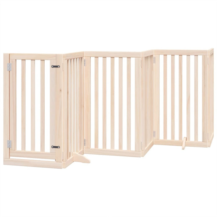 Dog Gate With Door Foldable 6 Panels 300 Cm Poplar Wood Tpxxtk