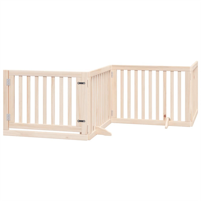 Dog Gate With Door Foldable 4 Panels 320 Cm Poplar Wood Tpxxao