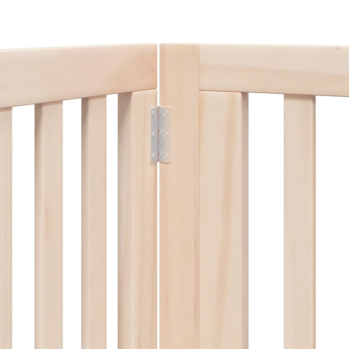 Dog Gate With Door Foldable 4 Panels 320 Cm Poplar Wood Tpxxao