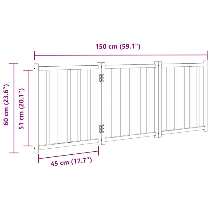 Dog Gate Foldable 3 Panels 150 Cm Solid Wood Fir Tpxxln