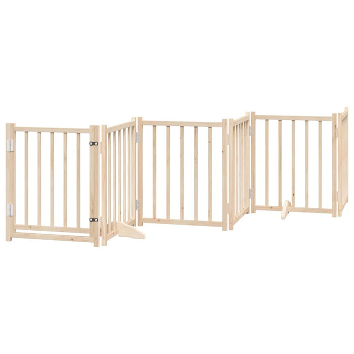Dog Gate With Door Foldable 6 Panels 300 Cm Solid Wood Fir Tpxxlk