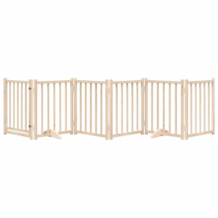 Dog Gate With Door Foldable 6 Panels 300 Cm Solid Wood Fir Tpxxlk