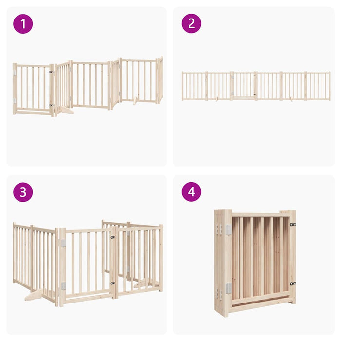 Dog Gate With Door Foldable 6 Panels 300 Cm Solid Wood Fir Tpxxlk