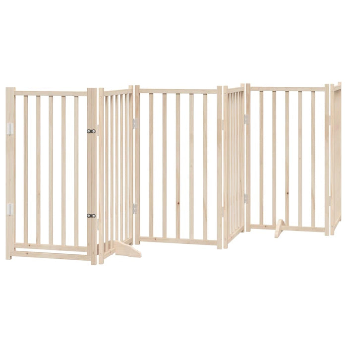 Dog Gate With Door Foldable 6 Panels 300 Cm Solid Wood Fir Tpxxio
