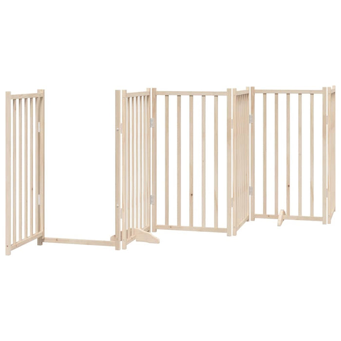 Dog Gate With Door Foldable 6 Panels 300 Cm Solid Wood Fir Tpxxio