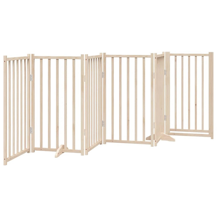 Dog Gate With Door Foldable 6 Panels 300 Cm Solid Wood Fir Tpxxio