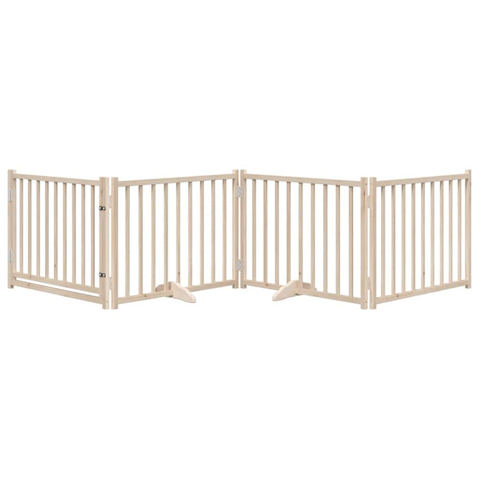 Dog Gate With Door Foldable 4 Panels 320 Cm Solid Wood Fir Tpxxit