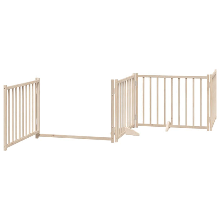 Dog Gate With Door Foldable 4 Panels 320 Cm Solid Wood Fir Tpxxit