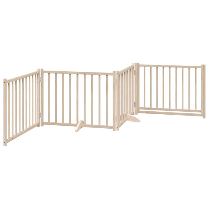 Dog Gate With Door Foldable 4 Panels 320 Cm Solid Wood Fir Tpxxit