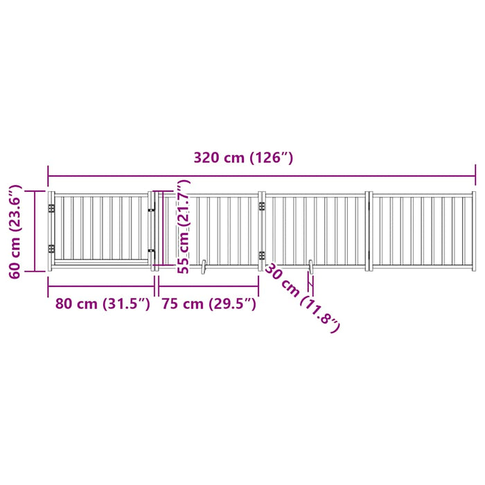 Dog Gate With Door Foldable 4 Panels 320 Cm Solid Wood Fir Tpxxit