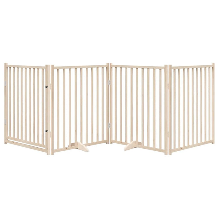 Dog Gate With Door Foldable 4 Panels 320 Cm Solid Wood Fir Tpxxip