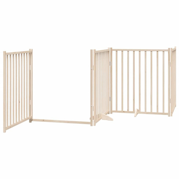 Dog Gate With Door Foldable 4 Panels 320 Cm Solid Wood Fir Tpxxip