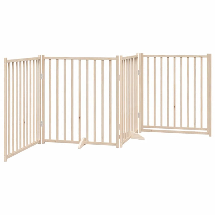Dog Gate With Door Foldable 4 Panels 320 Cm Solid Wood Fir Tpxxip