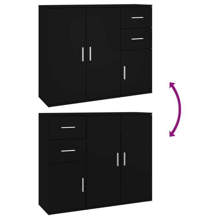 Sideboard Black 91X29.5X75 Cm Engineered Wood Nxtxib