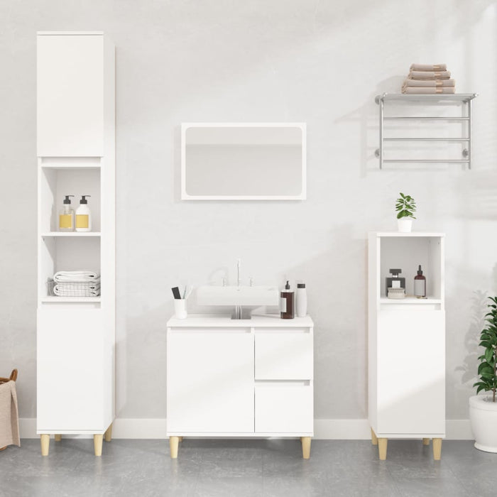 Bathroom Cabinet White 30X30X100 Cm Engineered Wood Noknba
