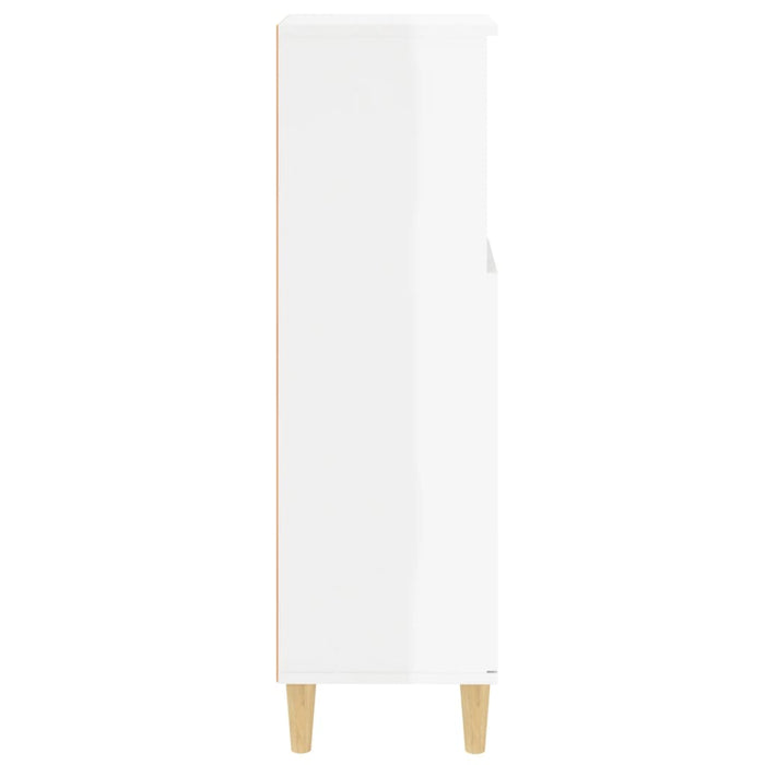 Bathroom Cabinet Glossy Look White 30X30X100 Cm Engineered Wood Noknbl