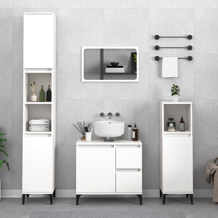 Bathroom Cabinet White 65X33X60 Cm Engineered Wood Noknxn